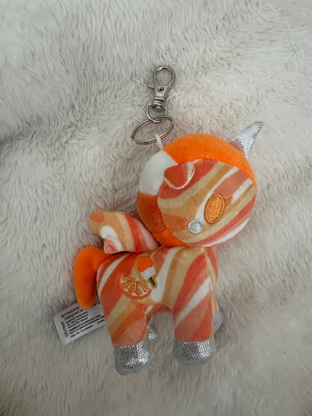tokidoki Orange & Cream Striped Unicorn Keychain Plush